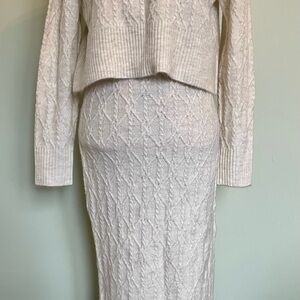 House of Harlow 1960 Cream Cable Knit Skirt